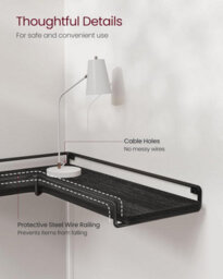 Songmics Vasagle Floating Shelves, Set Of 2, L-Shaped Corner Shelves For Wall, Corner Wall Shelf, Industrial, Black - thumbnail 5