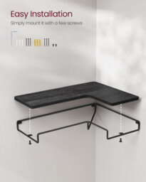 Songmics Vasagle Floating Shelves, Set Of 2, L-Shaped Corner Shelves For Wall, Corner Wall Shelf, Industrial, Black - thumbnail 4