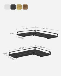 Songmics Vasagle Floating Shelves, Set Of 2, L-Shaped Corner Shelves For Wall, Corner Wall Shelf, Industrial, Black - thumbnail 2