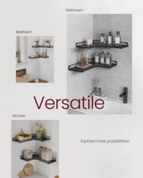 Songmics Vasagle Floating Shelves, Set Of 2, L-Shaped Corner Shelves For Wall, Corner Wall Shelf, Industrial, Black - thumbnail 3