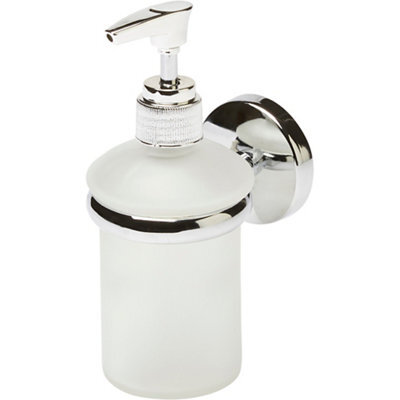 GoodHome Ormara Silver Effect Glass & Steel Wall-Mounted Soap Dispenser - image 1