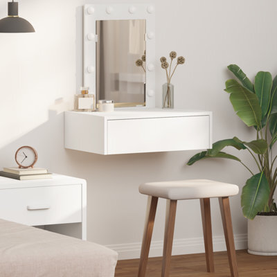 Walplus Wall Hanging Dressing Table With Led Lights - White - image 1
