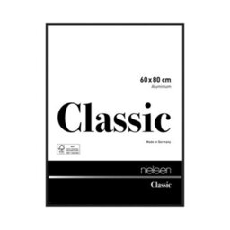 Nielsen Classic Polished Black Aluminium Picture Frame 60X80Cm - With Float Glass And Push/turn Clips
