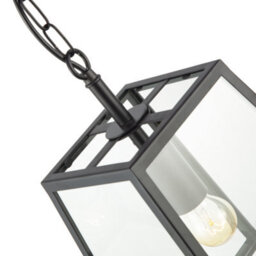 Happy Homewares Classic Lantern Pendant Ceiling Light In Matte Black With Clear Glass Sides - thumbnail 3