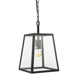 Happy Homewares Classic Lantern Pendant Ceiling Light In Matte Black With Clear Glass Sides - thumbnail 4