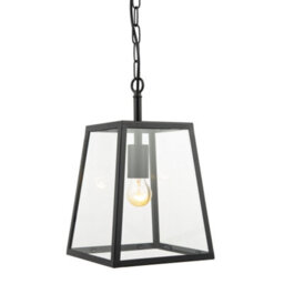 Happy Homewares Classic Lantern Pendant Ceiling Light In Matte Black With Clear Glass Sides - thumbnail 5