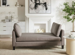 Beliani Chaise Longue Archiane Fabric Taupe - thumbnail 2