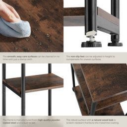 Tectake Bedside Table Memphis - Industrial Style, With 3 Shelves, 34 X 30 X 59 Cm - Industrial Wood Dark, Rustic - thumbnail 4