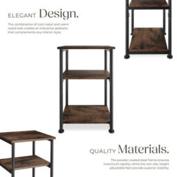 Tectake Bedside Table Memphis - Industrial Style, With 3 Shelves, 34 X 30 X 59 Cm - Industrial Wood Dark, Rustic - thumbnail 3