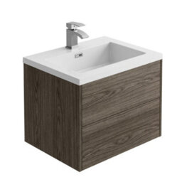 Plum&clay Borneo Brown Dark Wood Wall Hung Vanity Unit & Basin Set Bathroom Furniture (W)600mm (H)470mm - thumbnail 2