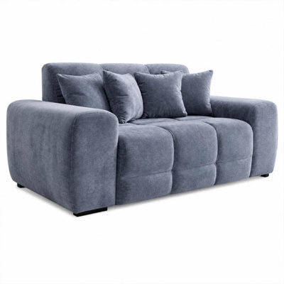 Furnishings For Less UK Jenson Grey 2 Seater Plush Velvet Sofa With Deep Seats - image 1