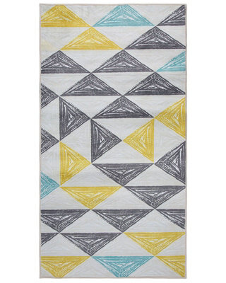 Beliani Nordic Grey And Yellow Geometric Low-Pile Area Rug 80 X 150 Cm - image 1