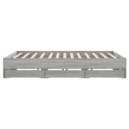 Berkfield Bed Frame With Drawers Without Mattress Grey Sonoma 200X200 Cm - thumbnail 7