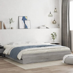 Berkfield Bed Frame With Drawers Without Mattress Grey Sonoma 200X200 Cm - thumbnail 1