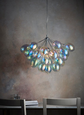 Anson Lighting Carlin 6Lt Pendant Light Finished In Chrome Plate And Iridescent Glass - image 1