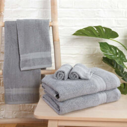 Ohs Luxury 100% Cotton Bathroom Bath Towel, 70 X 115Cm - Silver