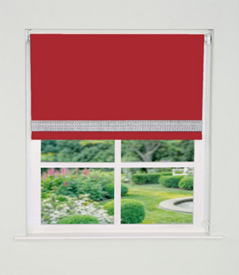 Straight Diamante Edge Border Blackout Roller Blind 165Cm Drop X 140Cm Light Grey