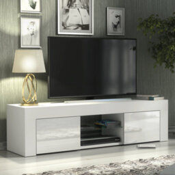 Loom Tv Unit 130Cm White With High Gloss Doors And Led Lighting - Creative Furniture - thumbnail 6