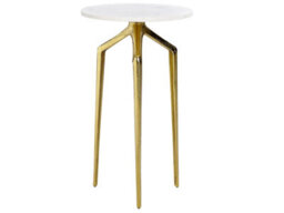 Beliani Round White Marble Side Table With Gold Legs 30Cm - thumbnail 1