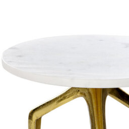 Beliani Round White Marble Side Table With Gold Legs 30Cm - thumbnail 3