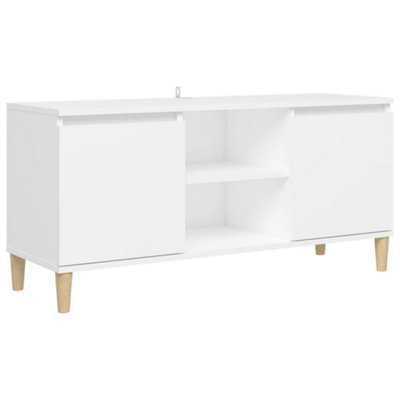 Berkfield Sturdy Tv Cabinet With Solid Wood Legs White 103.5X35X50 Cm - image 1