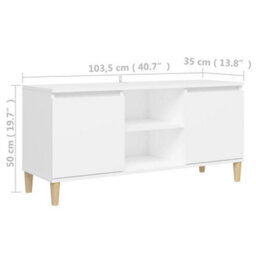 Berkfield Sturdy Tv Cabinet With Solid Wood Legs White 103.5X35X50 Cm - thumbnail 8