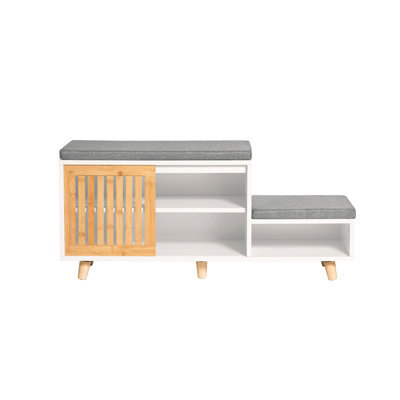 Sobuy Fsr125-Nw, Hallway Shoe Bench Shoe Cabinet Shoe Rack Shoe Storage Organizer,wood Effect,w100Xd35Xh45 - image 1
