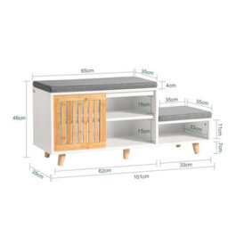 Sobuy Fsr125-Nw, Hallway Shoe Bench Shoe Cabinet Shoe Rack Shoe Storage Organizer,wood Effect,w100Xd35Xh45 - thumbnail 3