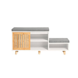 Sobuy Fsr125-Nw, Hallway Shoe Bench Shoe Cabinet Shoe Rack Shoe Storage Organizer,wood Effect,w100Xd35Xh45 - thumbnail 1