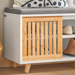 Sobuy Fsr125-Nw, Hallway Shoe Bench Shoe Cabinet Shoe Rack Shoe Storage Organizer,wood Effect,w100Xd35Xh45 - thumbnail 5