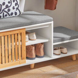 Sobuy Fsr125-Nw, Hallway Shoe Bench Shoe Cabinet Shoe Rack Shoe Storage Organizer,wood Effect,w100Xd35Xh45 - thumbnail 9