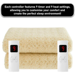 Sweet Dreams Double Size Electric Heated Blanket Mattress Soft Fleece Throw 9 Heat And 9 Timer Settings Dual Controller Washable - thumbnail 3
