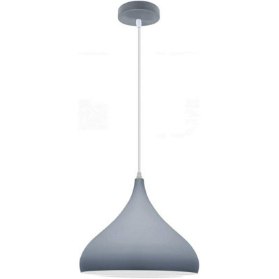Ledsone Plug-In Pendant Light Fixture Modern Curvy Metal Shade With 4M Fabric Cord & Dimmer Switch, Hanging Pendant Lamp (Grey) - image 1
