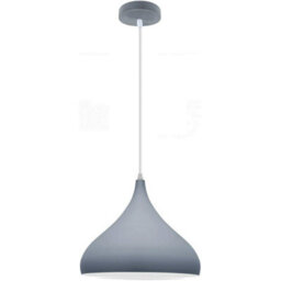 Ledsone Plug-In Pendant Light Fixture Modern Curvy Metal Shade With 4M Fabric Cord & Dimmer Switch, Hanging Pendant Lamp (Grey) - thumbnail 1