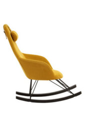 Orsina Yellow Rocking Chair, Contemporary Accent Chair With Metal Cross Base, Oak Veneer Rockers & Plush Upholstery - thumbnail 5