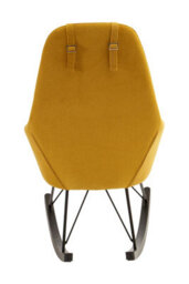 Orsina Yellow Rocking Chair, Contemporary Accent Chair With Metal Cross Base, Oak Veneer Rockers & Plush Upholstery - thumbnail 2