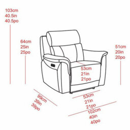 Xample Oscar Grey Leather Power Reclining Armchair With Power Headrest, Usb & Usb-C Charging, Pocket Sprung Seat & High Back Comfort - thumbnail 2