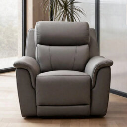 Xample Oscar Grey Leather Power Reclining Armchair With Power Headrest, Usb & Usb-C Charging, Pocket Sprung Seat & High Back Comfort - thumbnail 4