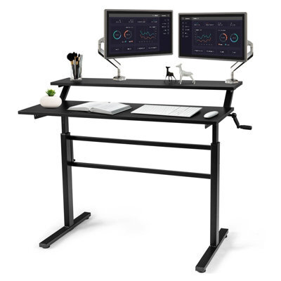 Gainoom 2-Tier Standing Computer Desk Sit To Stand Workstation ...