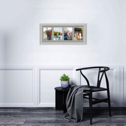 AK Frames 50X20Cm Light Grey Classic Multi Photo Frame With Silver Mount - Holds 4 Apertures (4X) 6X4 Photos - thumbnail 3