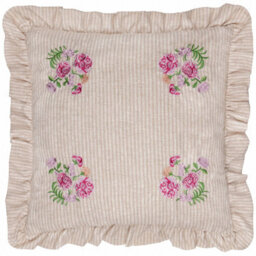 Wylder Martha Embroidered Ruffle Pink Polyester Filled Cushion, 50 X 50Cm