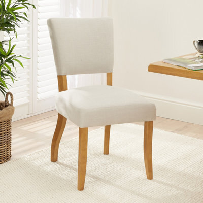 The Furniture Market Manor Oak Natural Linen Fabric Dining Chair Oak Hardwood Frame Elegant Open Back Foam Cushioned Seat French-Inspired Design - image 1
