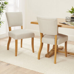 The Furniture Market Manor Oak Natural Linen Fabric Dining Chair Oak Hardwood Frame Elegant Open Back Foam Cushioned Seat French-Inspired Design - thumbnail 3