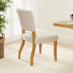 The Furniture Market Manor Oak Natural Linen Fabric Dining Chair Oak Hardwood Frame Elegant Open Back Foam Cushioned Seat French-Inspired Design - thumbnail 2