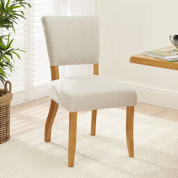 The Furniture Market Manor Oak Natural Linen Fabric Dining Chair Oak Hardwood Frame Elegant Open Back Foam Cushioned Seat French-Inspired Design