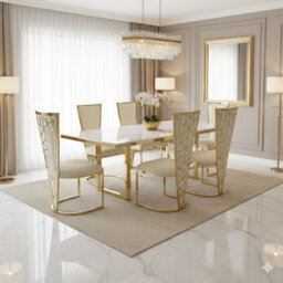 Home Luxe Interiors Set Of 2 Vienna Cream & Gold Dining Chairs - thumbnail 7