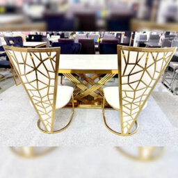 Home Luxe Interiors Set Of 2 Vienna Cream & Gold Dining Chairs