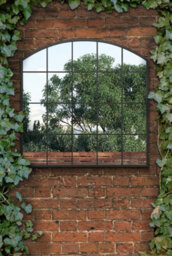 Mirroroutlet The Arcus Black Framed Arched Window Garden Mirror 100Cm X 100Cm - thumbnail 5