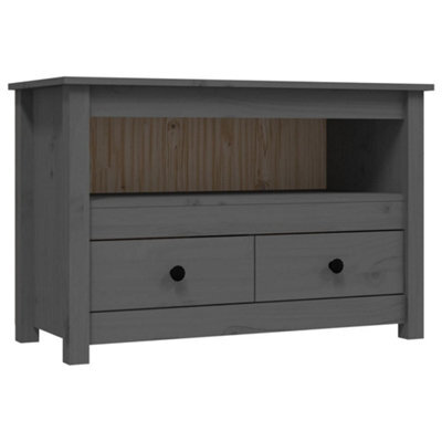 Berkfield Modern Tv Cabinet Grey 79X35X52 Cm Solid Wood Pine - image 1