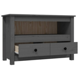 Berkfield Modern Tv Cabinet Grey 79X35X52 Cm Solid Wood Pine - thumbnail 7